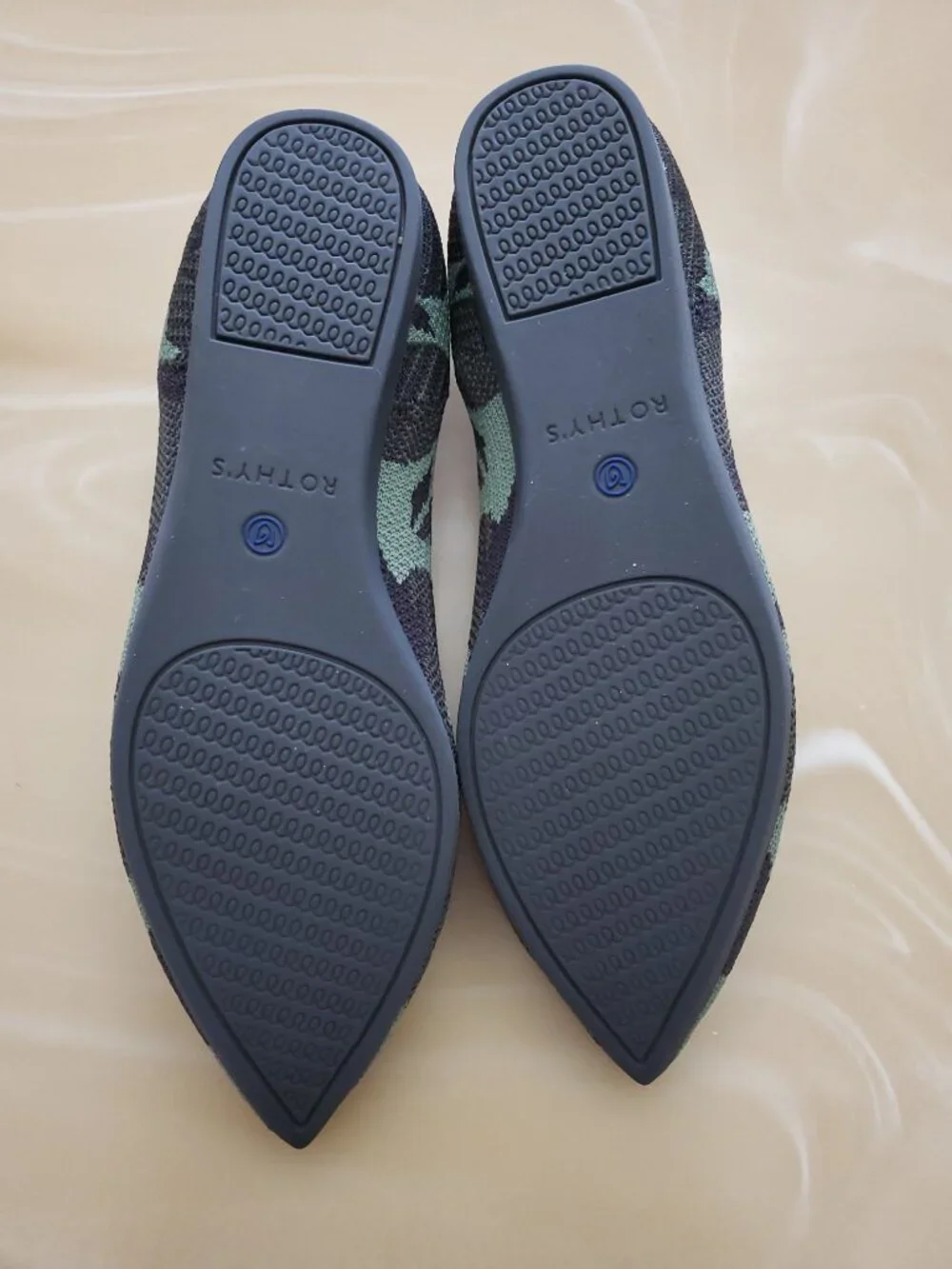 Rothy's The Point Women's Olive Green Camouflage Slip On Ballet Knit Flat Shoe 7